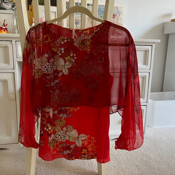 Silk Red Elie Tahari Blouse Size 0 - Picture 2 of 4